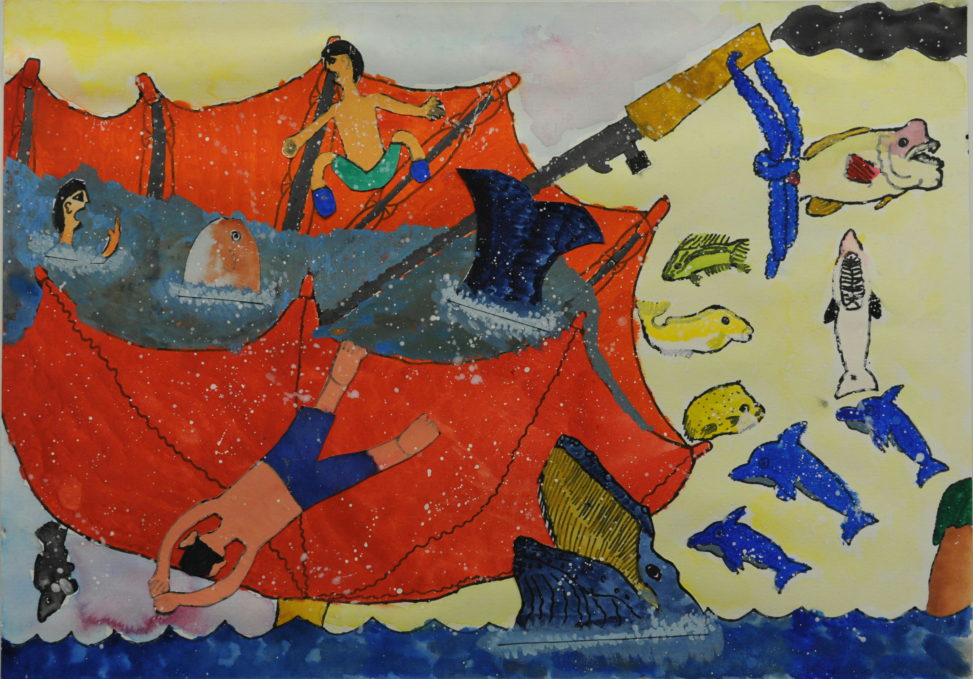 かさの中は大きな海