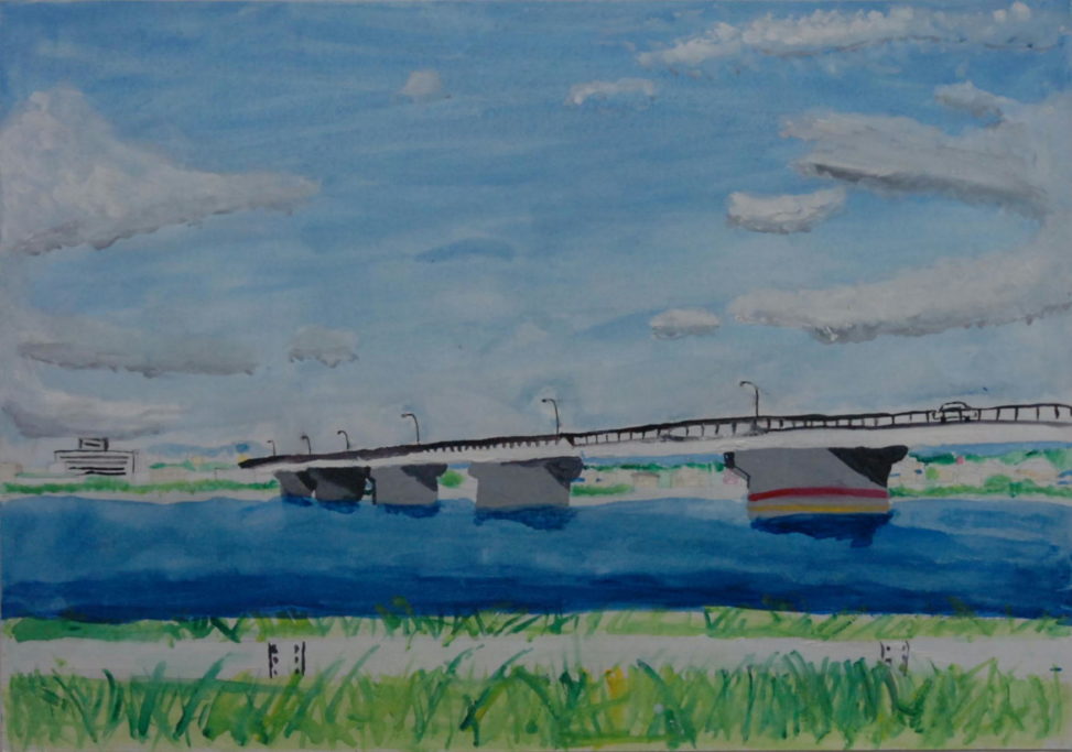 大空に広がる能代大橋