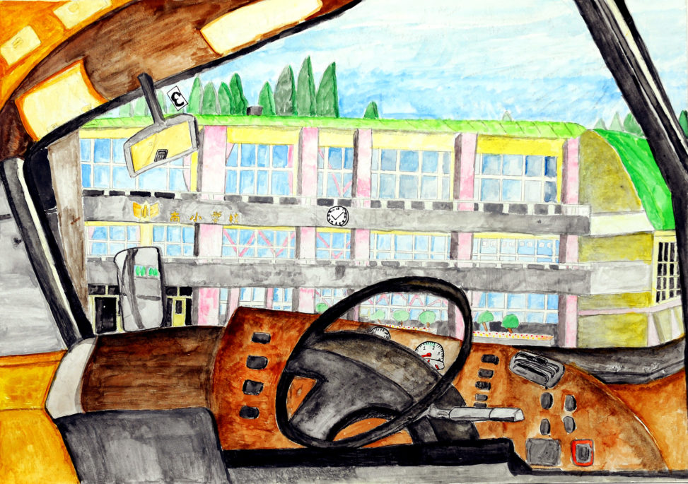いつも乗っているバスから見える学校