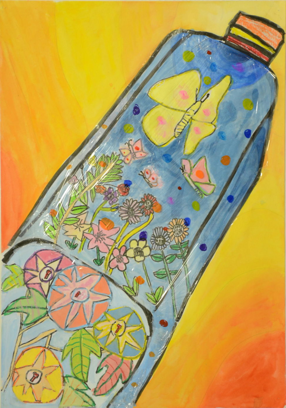 ペットボトルの中のお花畑