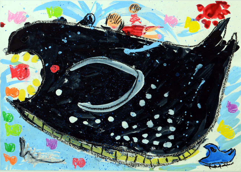 くじらがしおをふいたよ